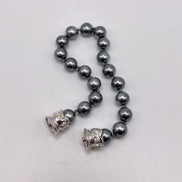 Vintage Nolan Miller Grey Beaded Snap Bracelet 7 5/8” - Picture 5 of 5